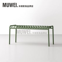 북유럽 모던그린 야외 철제 테이블 캠핑 레스토랑 정원용, 벤치 : 180X35X45