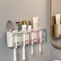 나이스나 다용도 패밀리 칫솔걸이 3구/4구+컵 3p/4p, 02 칫솔꽂이 4인용, 화이트