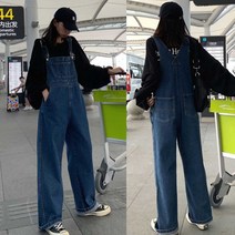 여자 청멜빵 데님 캐주얼 점프 수트 나들이 여행 패션