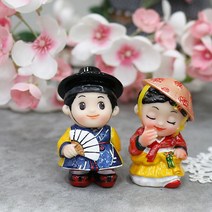 한국 전통 신랑신부 인형 신랑신부장식 차량장식 전통인형 결혼선물 전통공예품, 어우동커플, 고급한지포장