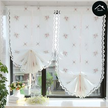 플라워 자수 가림막 레이스 핑크 커튼 안방 거실 아이방 신혼집 커튼 83x170cm