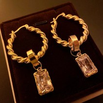 큰큐빅꼬임링귀걸이 복고풍여신귀걸이