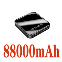 무선충전 아이폰 호환무선 50000 88000mAh 미니 보조베터리 휴대용 충전기 미러 스크린 LED 디지털 디스플레이 외부 배터리, 05 Black-88000mAh-1pcs