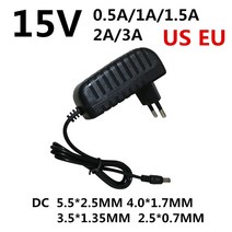 1PCS AC/DC 어댑터 DC 15 V 0.5A 1A 1.5A 2A 3A AC 100-240V 컨버터 전원 볼트 충전기 공급 장치 EU 미국 플러그, DC PLUG 3.5-1.35MM_미국 | 15V 2A