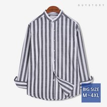 가이스토리 남성용 긴팔 빅사이즈 남방 트리스 차이나넥 셔츠