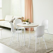 [모던하우스가구]플랫 화이트 HPM 900 원형테이블 세트(베른체어 화이트2) CF20SET055