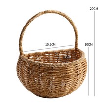 주방 벽걸이 바구니 파 생강 마늘 수납 바구니 수제 플라스틱 등나무 넝쿨 장식 벽걸이 꽃꽂이 바구니 문등 수납, 반원 트럼펫