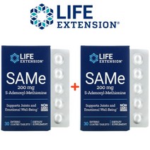 Life Extension 라이프익스텐션 SAMe 샘이 아데노실 메티오닌 만니톨 200mg 장용코팅 타블렛 30정 2팩 갱년기영양제