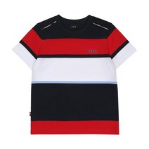 닥스 리틀 20SS 선염 스트라이프 라운드넥 티셔츠 DQM12TR05M RD