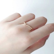 숑스샵 V라인 큐빅 브이 애끼 레이어드링 은반지 s925 14k골드&실버