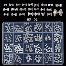 오로라서플라이24/21 Boxed Charms 네일 파트 3D 보석 아트 데코레이션 스톤 모양의 라인 석 믹스 크리스탈, 16 SP02