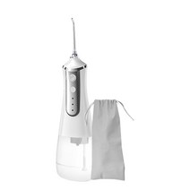 무선 휴대용 구강세정기 대용량 350ml 5개노즐 스트링 파우치 포함, 화이트