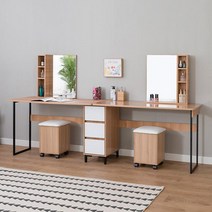 자매방 우드 2인용 와이드 수납 화장대(240cm) 가구 심플한 자취생 모던 큰, 화이트