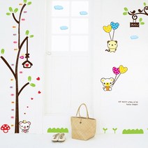 어린이성장표 키제기 곰돌이 키재기그래픽스티커, 단일