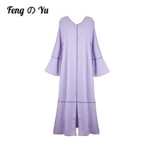 이슬람 여성복장 이드 무바라크 Kaftan 두바이 Abaya 터키어 이슬람 Turban 드레스 패치 워크 의류 여성 Mu