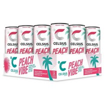 CELSIUS Peach Vibe 셀시우스 무설탕 화이트 피치 바이브 피트니스 드링크 스포츠 음료 12Fl.oz(355ml) 12캔