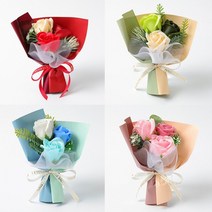[지앤지]비누꽃 장미꽃 세송이 꽃다발 연주회 생일 재롱잔치 졸업식 로즈데이, ★PL529 그린