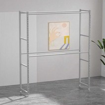 세탁소 행거랙 옷걸이 의상실 철제 의류창고 업소용, 화이트 그레이 200x50x200(3단)