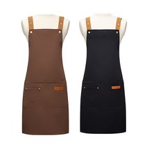 1+1 에클리츠 프리미엄 앞치마 데일리 카페 식당 꽃집, 브라운+블랙