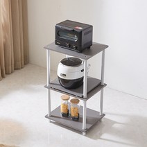 레나퍼니처 데미드 렌지 3단 선반 공간활용 선반장 렌지대 조립식 밥솥장, 그레이