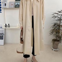 [다잇템] 여자 빅사이즈 민무늬 셔츠 H라인 롱원피스