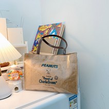 YAPOGI 일본과 한국 스누피 경량 쇼핑백 Pvc 어깨 가방 휴대용 빨 크래프트 종이 캐주얼 모든 경기 여성 가방 YAPOGI