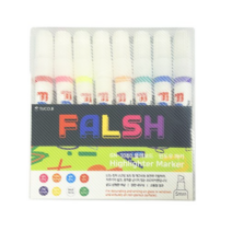 투코비 falsh 형광 화이트 블랙 윈도우마카펜 8색 세트, 4개