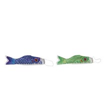 GHSHOP 2pcs 다양한 일본 Windsock 잉어 깃발 잉어 노보리 돛새치 55cm + 70cm, 55cm 70cm, 녹색+파랑, 공단