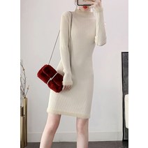 G125945 밑단 퍼마감 반목 니트원피스