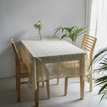 크로쉐 감성 손뜨개 레이스 테이블보, 130내외x180