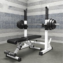 헬스 바벨거치대 스쿼트 랙 정리대 피트니스 헬스장, 접이식 스툴 + 랙 + 20kg 바벨