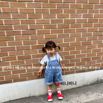 국내배송 비니비니 남여공용멜빵반바지 멜빵바지 남아멜빵반바지 여아멜빵바지 데님멜빵바지
