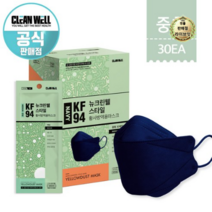 라이브잇 뉴크린웰 스타일 황사방역마스크 중형 KF94 화이트, 30매, 5개, 네이비