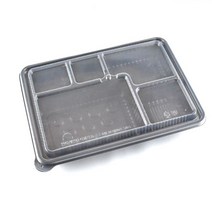 도시락용기 돈가스용기 5칸도시락 튼튼도시락용기(고강도) M-2129-5A 300세트, M-2129-5A(블랙)용기＋PP고투명방담뚜껑