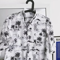 일본계 여름 반팔 플라워 셔츠 남녀 빈티지 건달 하와이 비치 커플 루즈핏 셔츠
