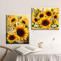파센 2P 액자 보석십자수 캔버스형 DIY 키트 40 x 50 cm, FN24.해바라기 나비