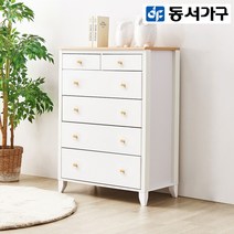 동서가구 해리 깊은 6단 서랍장 800 DF921984, 화이트오크콤비