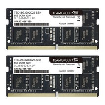 TEAMGROUP Elite DDR4 32GB 키트(2 x 16GB) 3200MHz PC4-25600 CL22 Unbuffered Non-ECC 1.2V SODIMM 260핀 노트북 노트북 PC 컴퓨터 메모리 모듈 램 업그레이드, 단일