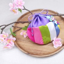 오색 전통 설날 용돈 어린이집 선물 미니 색동 공단 원형 복주머니, 07 공단 민트색, 오색 전통 복주머니