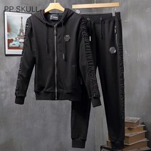 스키복 스노우 보드복 세트 방수 방한 점프 Plein PP 남성 후디 힙합 스타일 스트리트웨어 100 코튼 하이 스트리트 트렌드 데일리 캐주얼 라운드넥 긴팔 정장