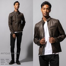 Liugoo Leathers 명품 가죽 싱글라이더 재킷 남성 SRS07, 엔틱 브라운