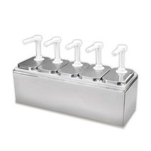 카페 시럽 펍핑기 오일 소스 펌프통 대형 대용량 용기, 2L/4구획소스펌프(베이스포함)
