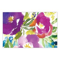 DB Party Studio 43.2cm x 27.9cm(17 x 11인치) 종이 플레이스 매트 아름다운 섬 수채화 꽃 생일 기념일 집들이 파티 간편한 청소 일회용 디너 뷔페 연회