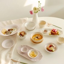 이음 플로 프리미엄 2인 도자기 그릇세트 17p (신혼 혼수 예쁜 그릇 홈세트)(이벤트 - 컵 2p증정), Color mix