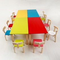 교육책상 도서관 컬러수업 책상 의자 미술학원, 옐로우 사각 테이블 120cm
