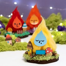 ms 민화샵 MDF모닥불만들기 양모모스재료 캠핑분위기, 주황불꽃