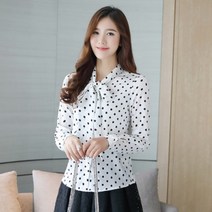 가바바 여성 블라우스 토드무늬 나비 넥타이 쉬폰 여친룩 여름 블라우스 G38287