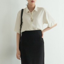 아르느 텐셀 카라 롤업 루즈핏 반팔 셔츠 블라우스