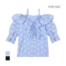 [반에이크] 체크플라워 어깨트임 블라우스_VB08BLQ313Z