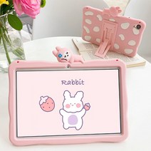 실리콘 아이패드 프로에어미니1 2 3 4 5 6 7 8 9세대 캐릭터 스탠드 스트랩 케이스, stc069 핑크